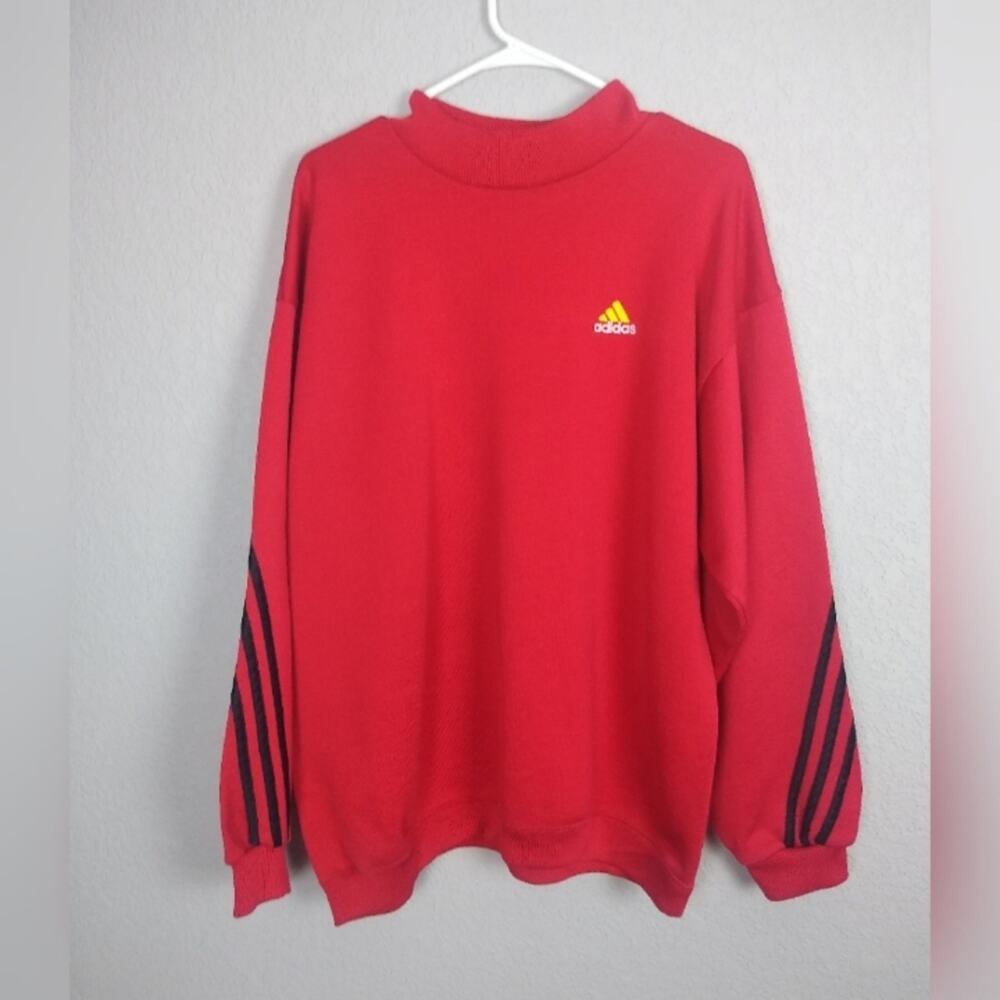 Vintage Adidas Logo Embroidered Mock Neck Sweatshirt Size Large - Picture 16 of 16